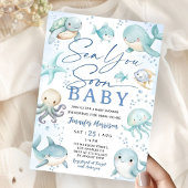 Sea You Soon Ocean Whale Boy Baby Shower Kaart