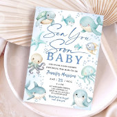 Sea You Soon Ocean Whale Boy Baby Shower Kaart