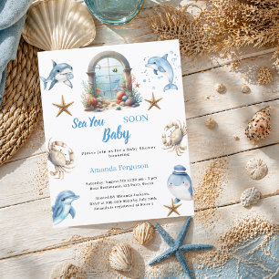 Sea You Soon oceandieren babyshower uitnodiging