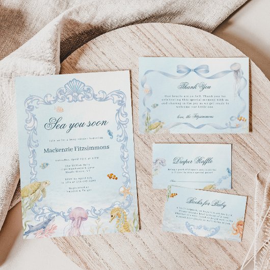 Sea You Soon Rococo Baby Shower Kaart