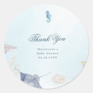 Sea You Soon Rococo Baby Shower Ronde Stickers