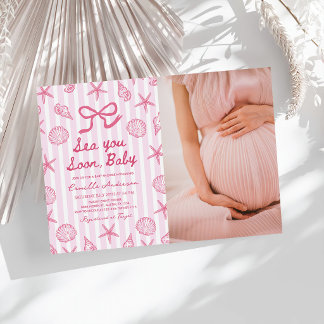 Sea You Soon Schelp Kust Baby Shower Foto Kaart