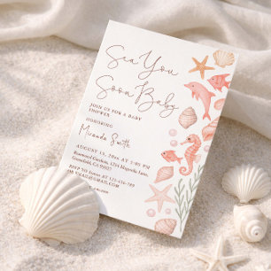 Sea You Soon Schelpen Meisje Baby Shower Kaart