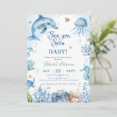 Sea You Soon Seashell Baby Shower Kaart (Staand voorkant)