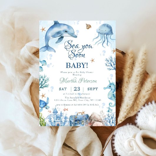 Sea You Soon Seashell Baby Shower Kaart