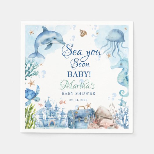 Sea You Soon Seashell Baby Shower Servet (Voorkant)