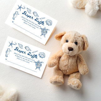 Sea you soon seashells baby shower diaper raffle informatiekaartje
