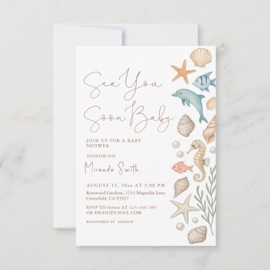 Sea You Soon Seashells Baby Shower Kaart (Voorkant)