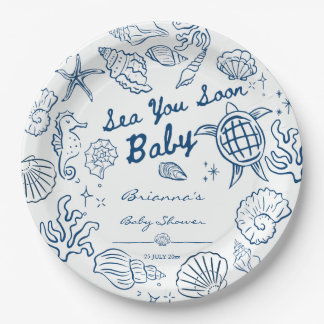 Sea you soon seashells beach boy baby shower papieren bordje