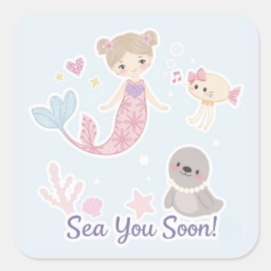 Sea You Soon Vierkante Sticker (Voorkant)