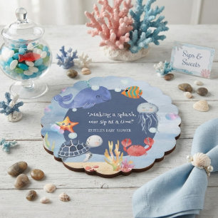 Sea You Soon waterverf blauwe jongen zee dieren Kartonnen Onderzetters