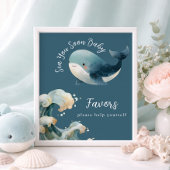 Sea You Soon Whale Baby Shower Favors Sign Poster