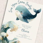 Sea You Soon Whale Ocean Ivory Baby Shower Kaart