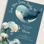 Sea You Soon Whale Ocean Turquoise Baby Shower Kaart