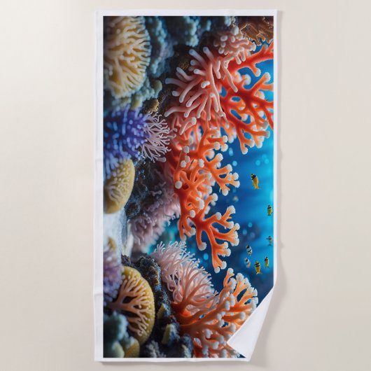 Seabed Symphony: Kleurrijke koraalrif strandlaken (Voorkant)