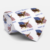 Seabees Bald Eagle American Flag Design Stropdas (Opgerold)