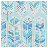 SEABIRD Aqua Beachy Waterverf Boho Feathers Stof (Close Up)