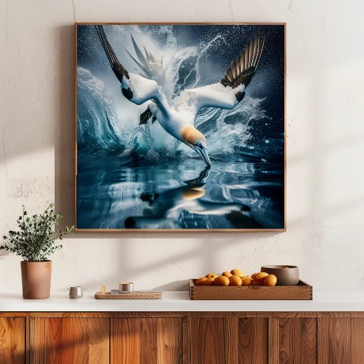 Seabird Gannet Kustfotografie Natuur Kunst Poster
