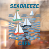 Seabreeze Cafe zeilboten en golven Raamsticker (Vel 2)