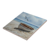 "Seabreeze Serenade". Kleurrijke serene boot scène Tegeltje (Zijkant)