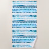 Seabreeze Waterverf Blue Stripe Beach Patroon Strandlaken (Voorkant)