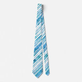 Seabreeze Waterverf Blue Stripe Beach Patroon Stropdas (Voorkant)