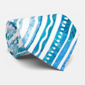 Seabreeze Waterverf Blue Stripe Beach Patroon Stropdas (Opgerold)