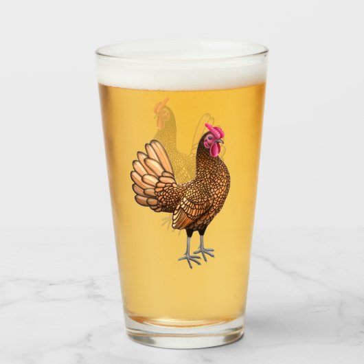 Seabright Bantam Chicken Glass Tumbler (Voorkant gevuld)