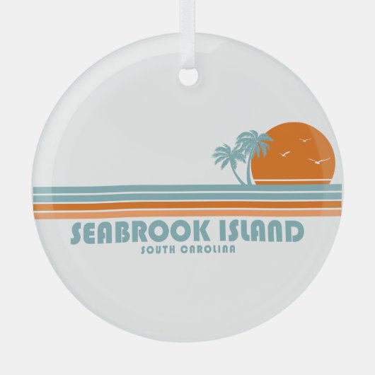 Seabrook Island South Carolina Sun Palm Trees Glas Ornament (Voorkant)