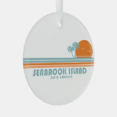 Seabrook Island South Carolina Sun Palm Trees Glas Ornament (Voorkant Rechts)
