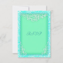 Seafoam Aqua en Green Wave Beach Wedding RSVP