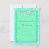 Seafoam Aqua en Green Wave Beach Wedding RSVP (Achterkant)