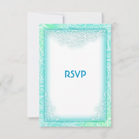 Seafoam Aqua en White Beach Trouwen RSVP (Voorkant)
