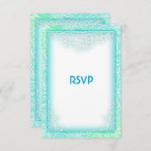 Seafoam Aqua en White Beach Trouwen RSVP (Voorkant / Achterkant)
