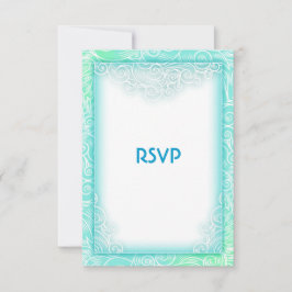 Seafoam Aqua en Witte Strand Bruiloft RSVP Kaartje