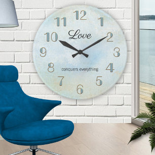 Seafoam Artistic Beach Love Wall klok