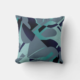 Seafoam blauw-zwart Blauwgroen leisteen blauw diag Kussen