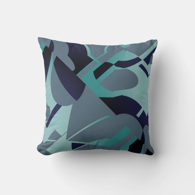 Seafoam blauw-zwart Blauwgroen leisteen blauw diag Kussen (Voorkant)