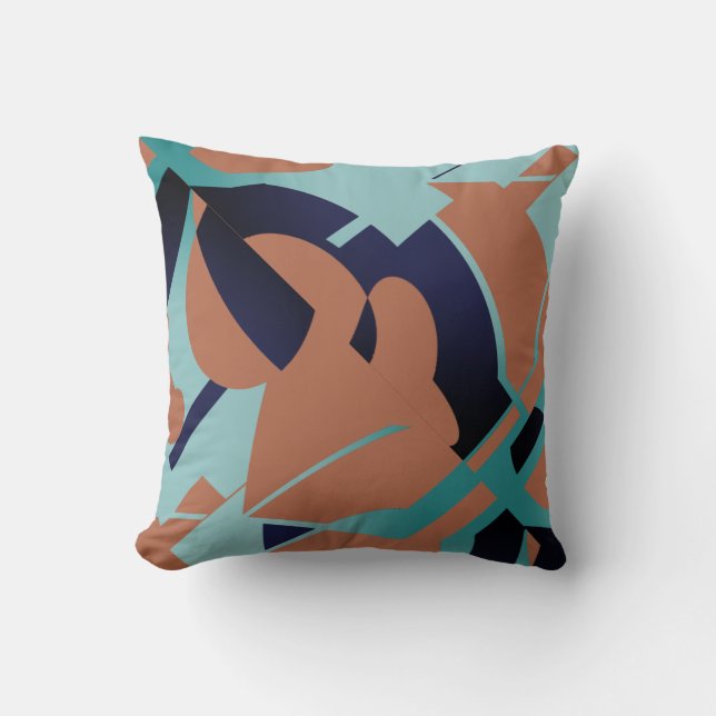 Seafoam blauw-zwart roest vet wervelend Abstract Kussen (Voorkant)