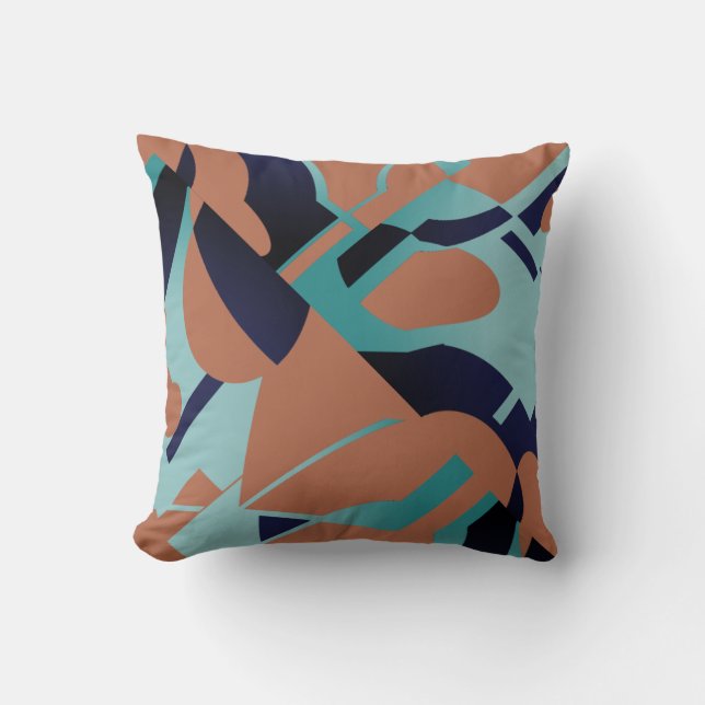 Seafoam blauw-zwart roest vet wervelend art design kussen (Voorkant)