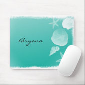 Seafoam Blauwgroen Beach Ocean Sea Shells Muismat (Met muis)