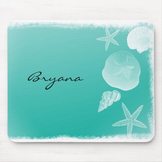 Seafoam Blauwgroen Beach Ocean Sea Shells Muismat (Voorkant)