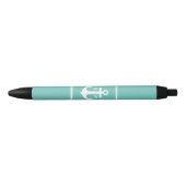 Seafoam Blue Anchor Monogrammed Zwarte Inkt Pen (Voorkant)