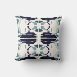 Seafoam Blue-Black Symmetrische mediterrane blik Kussen