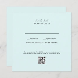 Seafoam Bruiloft QR Code RSVP Platte Kaart