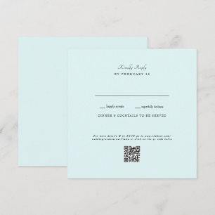 Seafoam Bruiloft QR Code RSVP Platte Kaart