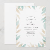Seafoam Champagne Blad Bruiloft Kaart (Voorkant / Achterkant)