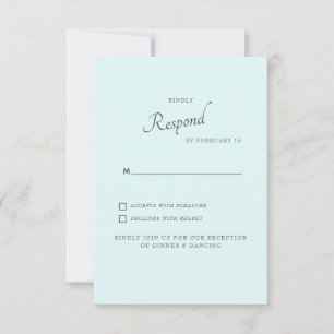 Seafoam Eenvoudige Bruiloft RSVP Kaart