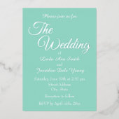 Seafoam eenvoudige stijl bruiloft folie uitnodiging (Voorkant)