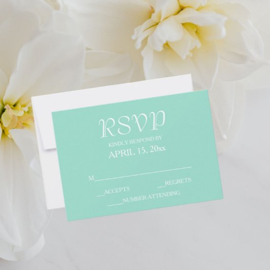 Seafoam eenvoudige stijl bruiloft RSVP kaartje